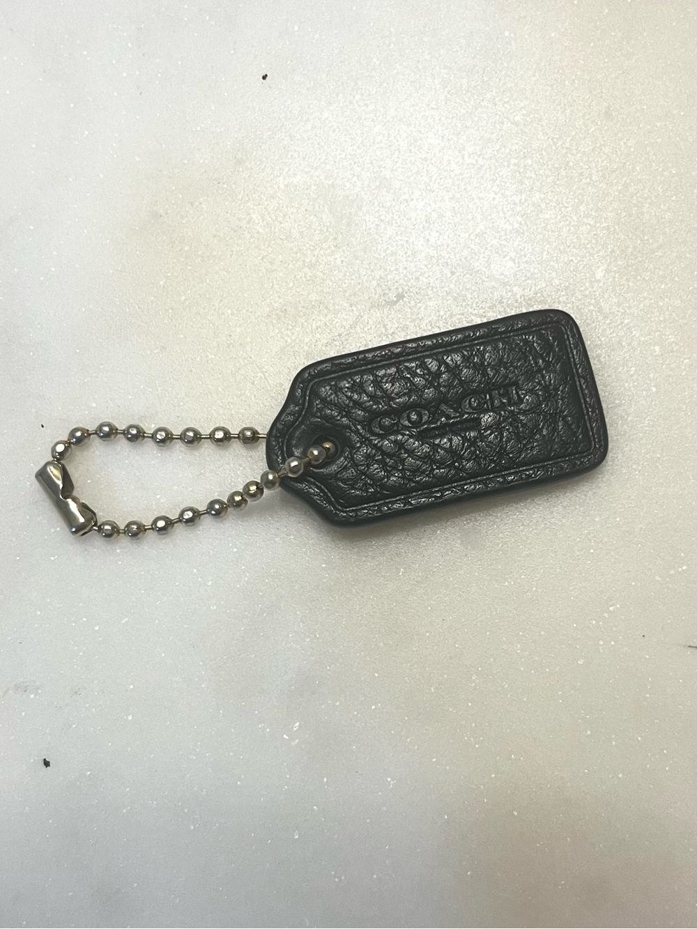 COACH MINI Pebbled Leather Hang Tag, Black